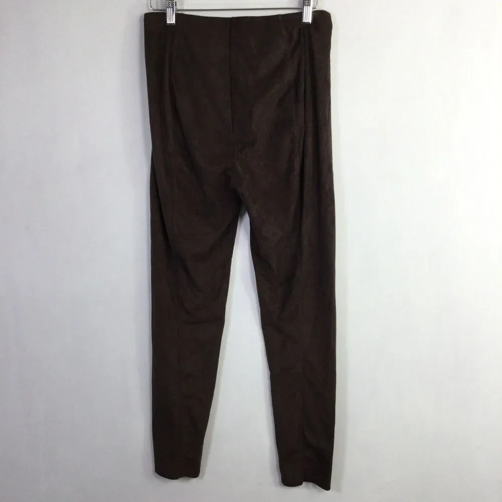 Lysse Womens Faux Suede High Waist Velvet Leggings Pull-On Dark Brown Size M - Picture 7 of 15